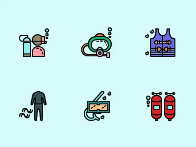 plushy icons concept diving icons idustrial illustrator sports wired