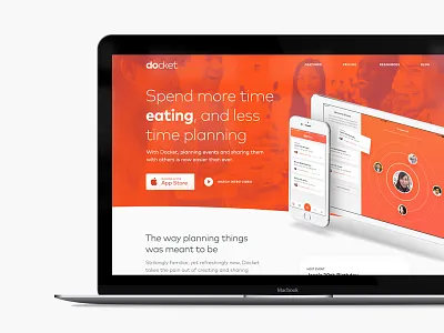 Docket Landing Page events friends ios ipad iphone landing page party planning to do ui ux web