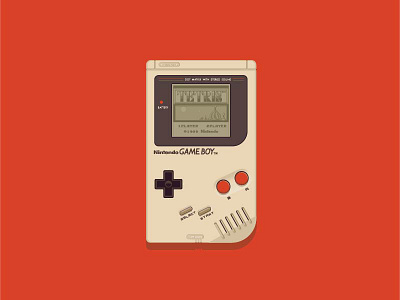 Game Boy 80s eighties flat game boy nintendo nostalgia orange retro tetris vector video game