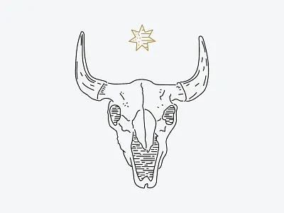 Golden Remains illustration linework minimal monoline skull star