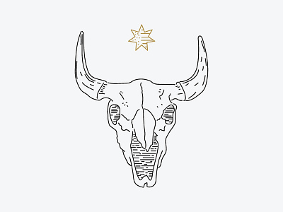 Golden Remains illustration linework minimal monoline skull star