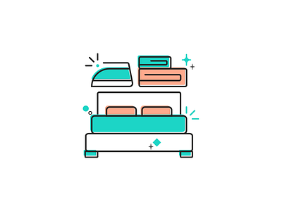 Fold bed flat fold icon illustration illustrator iron outline sketch towel vector