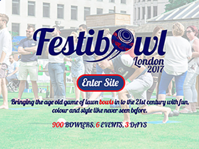 Homepage Festibowl bowls graphic design homepage design lawn bowls london website design