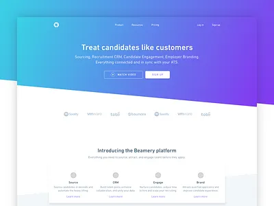 Concept refresh for Beamery landing page beamery brand gradient landing page web