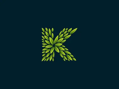 Green K green k leaf leaves letter logo mark