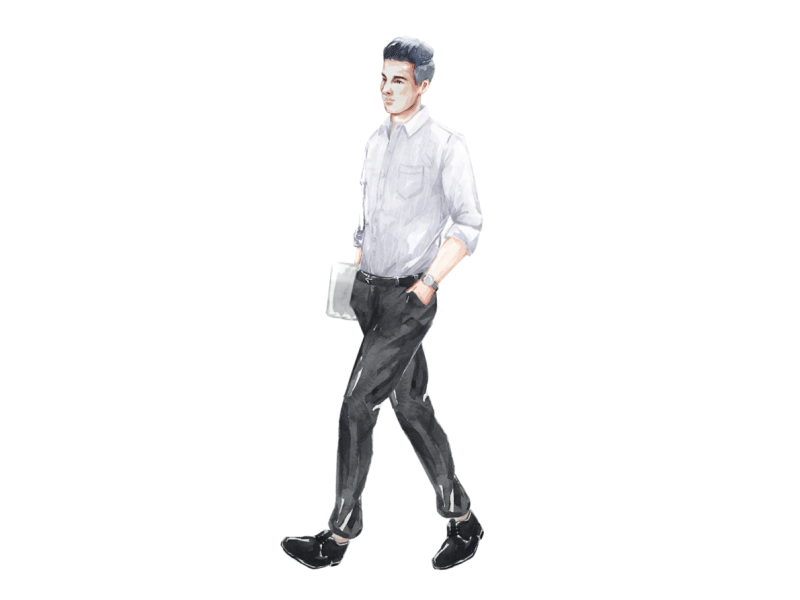 work for uniqlo animation gif illustration walk watercolor