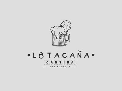 Latacana beer can cantina draw drawing hand made illustration line logo restaurant vintage