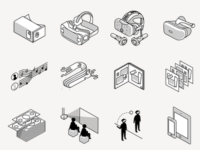 isometric virtual reality icons icons illustration isometric lined icons virtual reality vr