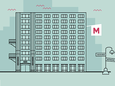 Contact Us Agency Illustration animation chicago city clouds flags high html rise skyline streetlight