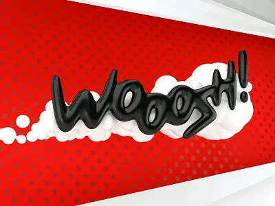 Wooosh! 3d black comic effect red sound