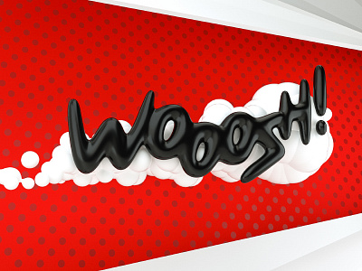 Wooosh! 3d black comic effect red sound