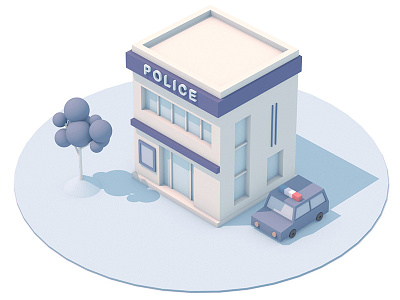 Police station 3d building house illustration police