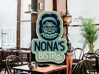 Nona's bistro bistro branding granny icon illustration logo mark nona old lady restaurant wordmark