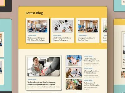 Wellnesty - Health & Well-being Website Blog Page Variant Design ai blog card cartoony colorful employee fitness fun health image meditation mental health productivity self care ui ux variant website well being wellness