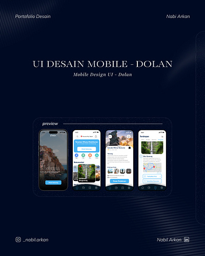 MOBILE UI DESIGN TRAVEL APP | DOLAN app branding figma graphic design instagram post mobile app mobile app design mockup social media design social media post travel uidesign uiux uiuxdesign