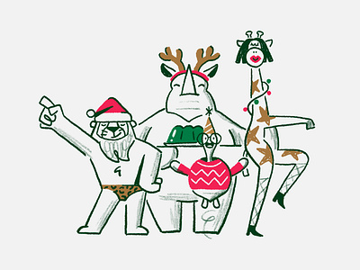 Merry (belated) Christmas you filthy animal. character christmas hand drawn illustration retro spot illustration