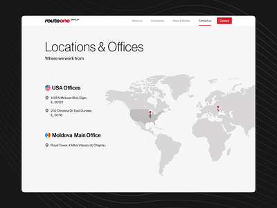 Route One Group Website carhauling contact us contacts figma gallery illustration landing page location map office transport trucking ui usa ux web design website