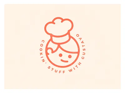 Cookin' stuff with Gustavo boy chef cookin food hat illustration logo simple smile stroke stuff