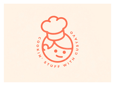 Cookin' stuff with Gustavo boy chef cookin food hat illustration logo simple smile stroke stuff