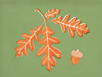 White Oak halftone illustration leaves nature oak vector