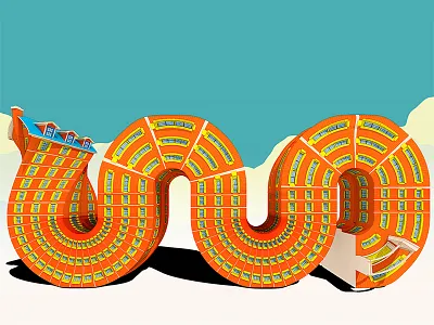 Wiggle 3d architecture art color design illustration