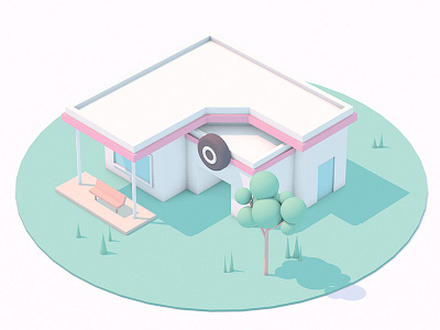 The garage 3d building c4d dribbble green house illustration