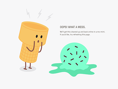 Ice Cream Cone Fail 500 503 error fail fail page ice cream illustration server error