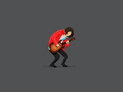 Rock'n'roll! character guitar pixel pixel art rock