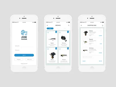 001 Exploration Joe Fishing Ecommerce apps clean ecommerce first shot fishing mobile mobile apps ui uxui