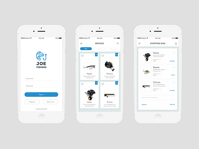 001 Exploration Joe Fishing Ecommerce apps clean ecommerce first shot fishing mobile mobile apps ui uxui