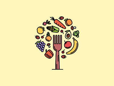 Vegan Tree clean food fork fruit fruits logo restaurant tree vegan vegetable vegetables vegetarian