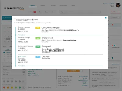 Alice Ticket History ui design web design