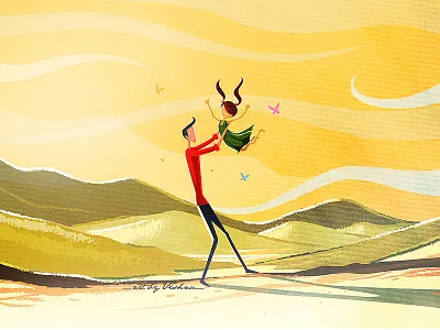 Sunset art artbyvishnu artist cute illustration illustrator love snow