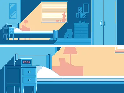 morning-indriver(Myanmar) background bed bedroom blue cupboard illustrator indriver light morning myanmar window