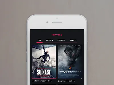 Movie App app design ios list menu movie shot