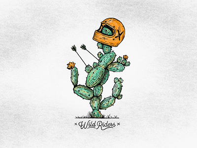 Wild Riders cactus drawing illustration lettering logo motorcycle old paper texture tshirt typography vintage