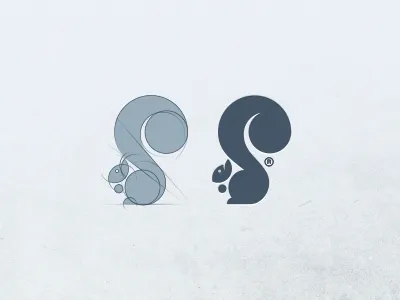 Squirrel brand character golden ratio grid logo mascot squirrel