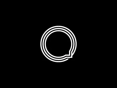 Querist app black club dialog flat logo message q round speaking stroke white