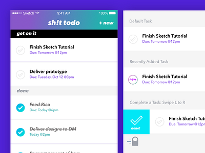 get sh!t done todo app app app design flat fun gradient icons list sketch task todo ui