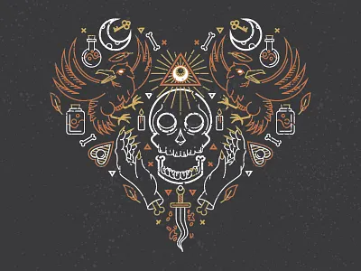 Witchy Love Final crow dagger halloween icon iconography illustration october skulls spooky witch