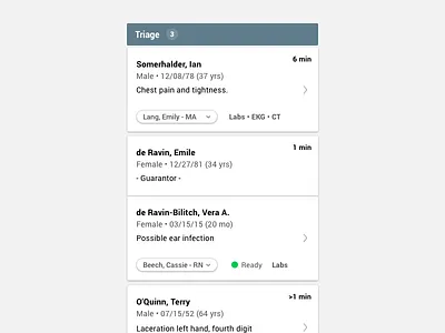 Patient Queues - Second Draft design healthcare ui ux wip