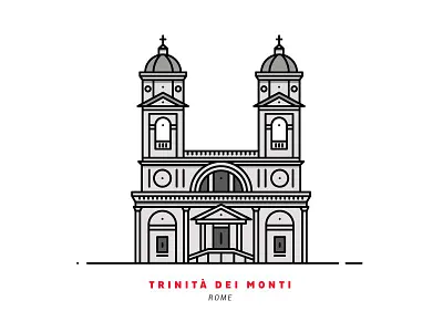 Trinita Dei Monti artwork building graphicdesign illustration italy line lineart rome trinitadeimonti vector