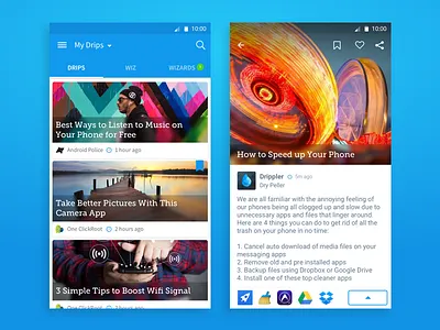 News feed & article UI material ui