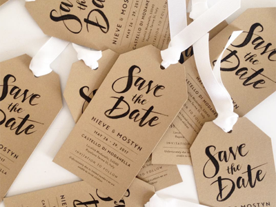 Save The Date brush handlettering ink kraft lettering rustic save the date tag tuscany typography wedding