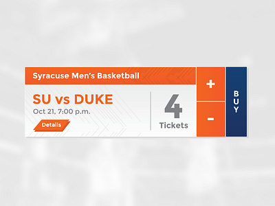 Ticketing Widget Concept blue ecommerce events orange sports tickets