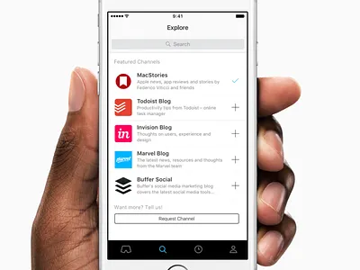 Explore Channels view app ios reading list short ui