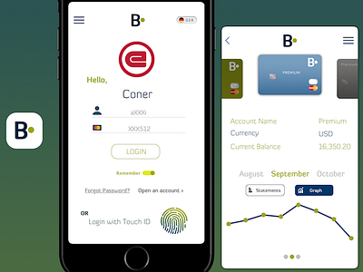 Mobile Banking App app bank design mockup