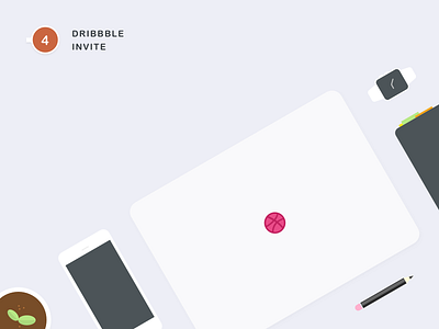 4 Dribbble Invites icon illustration interaction invites player portfolio product shot simple sketch ui ux