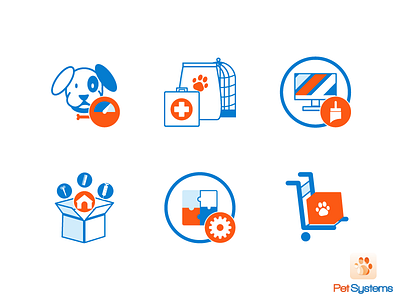 Icon set app blue design icon icons illustration orange pet system web