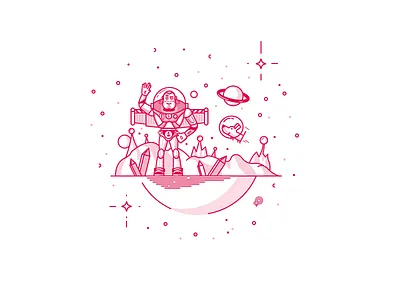 Ferdinand's friend buzz dog icon illustration lightyear lineart planet space